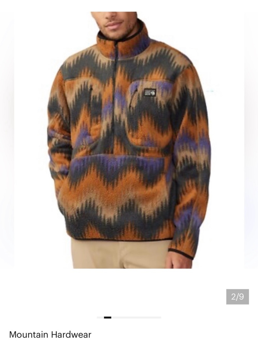 Mountain Hardwear HiCamp Printed Fleece Pullover Sweatshirt Jacket Mens Size XL